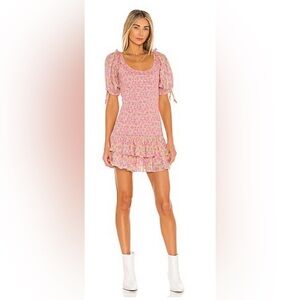 LoveShackFancy Pink Floral Mini Dress